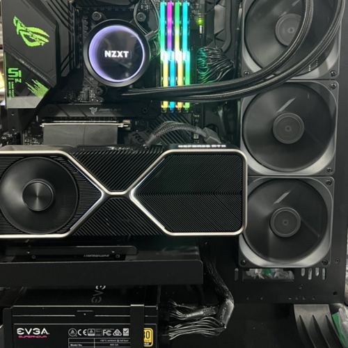 Custom PC with NZXT cooler, large RTX card and EVGA power supply